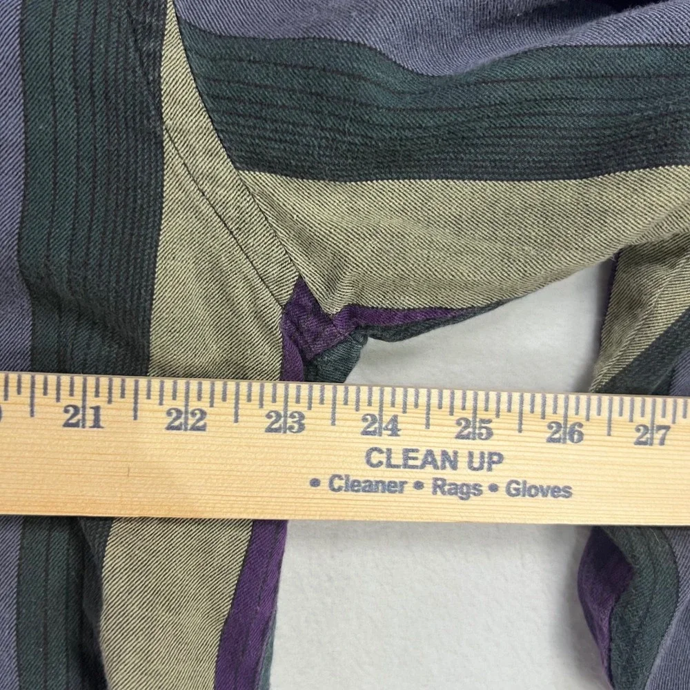 Vintage Knights Bridge Mens Striped Button Down Shirt Purple Green‎ Cotton M